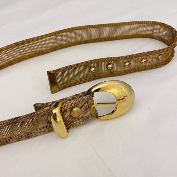 Vintage 90s Gold Tone Metallic Mesh Belt main image 7